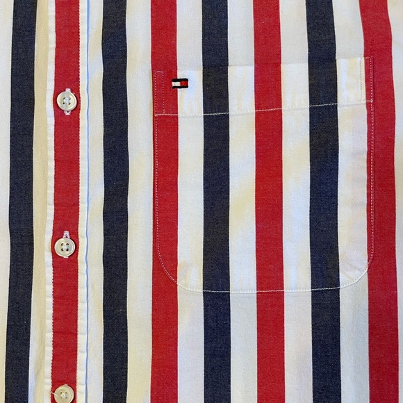 Tommy Hilfiger Slim Fit Striped Oxford Dress Shirt Men’s Large - Picture 7 of 15